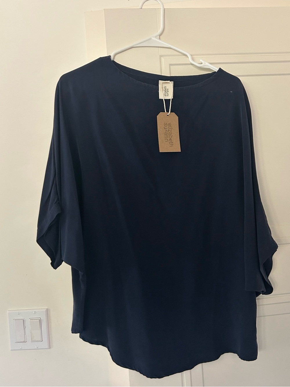 NWT Elizabeth Suzann Navy Silk Artist Top - XXS/XS